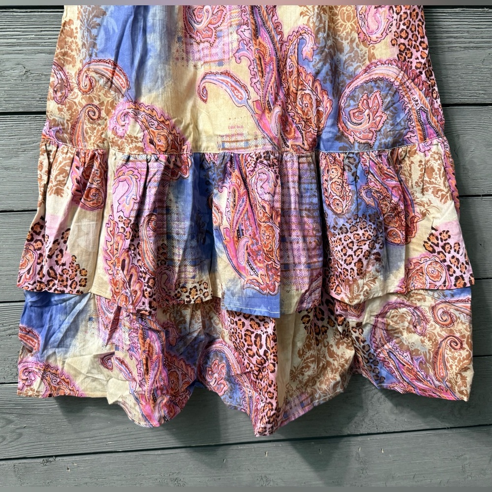NWT Chaudry KC Anthropologie Leopard Paisley Watercolor Dress Sz M Spring Summer - Picture 12 of 16